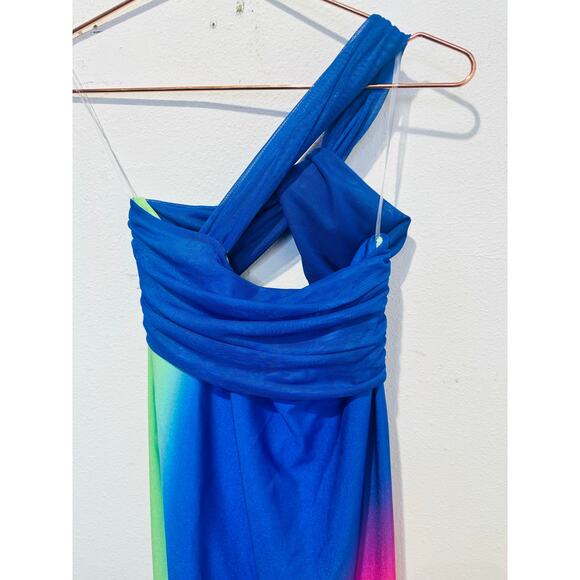 NWT BAOBAB Multicolor Ombre One Shoulder Front Cutout Eliza Maxi Dress Size S - Picture 9 of 16